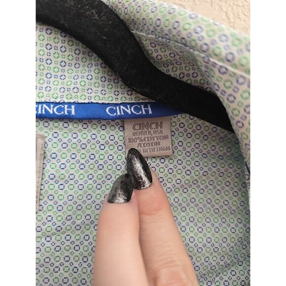 Cinch Green Geometric Long Sleeve Western Work Button Down Shirt Men's Size XL - Picture 5 of 5